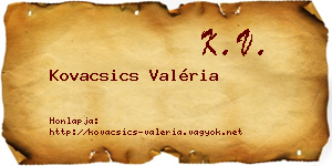 Kovacsics Valéria névjegykártya